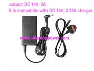 SAMSUNG ADM3014 laptop ac adapter replacement (Input: AC 100-240V, Output: DC 14V, 2.14A; Power: 30W)